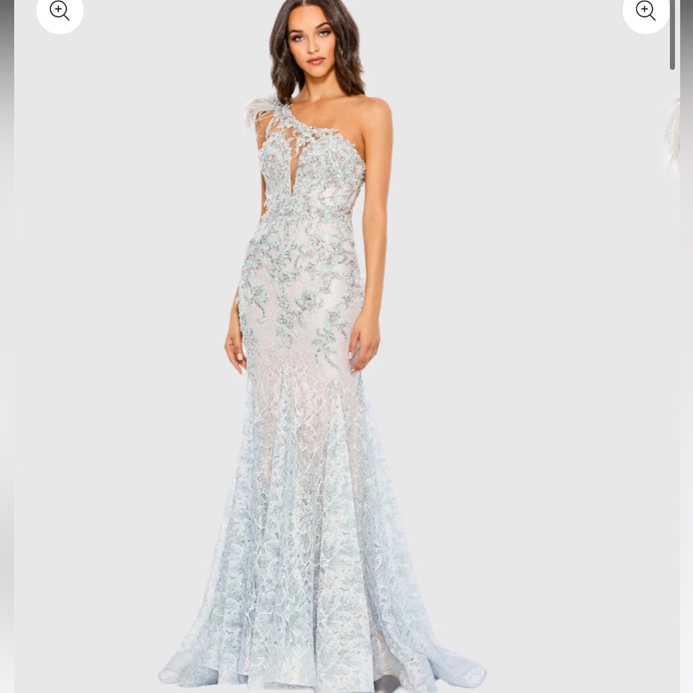 Mac duggal Elegant One-Shoulder Lace Evening Gown